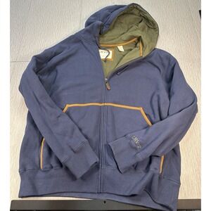 ORVIS Mens XL Hoodie Full Zip Jacket Multiple Inside Pockets Blue/GreeGrunge Y2K